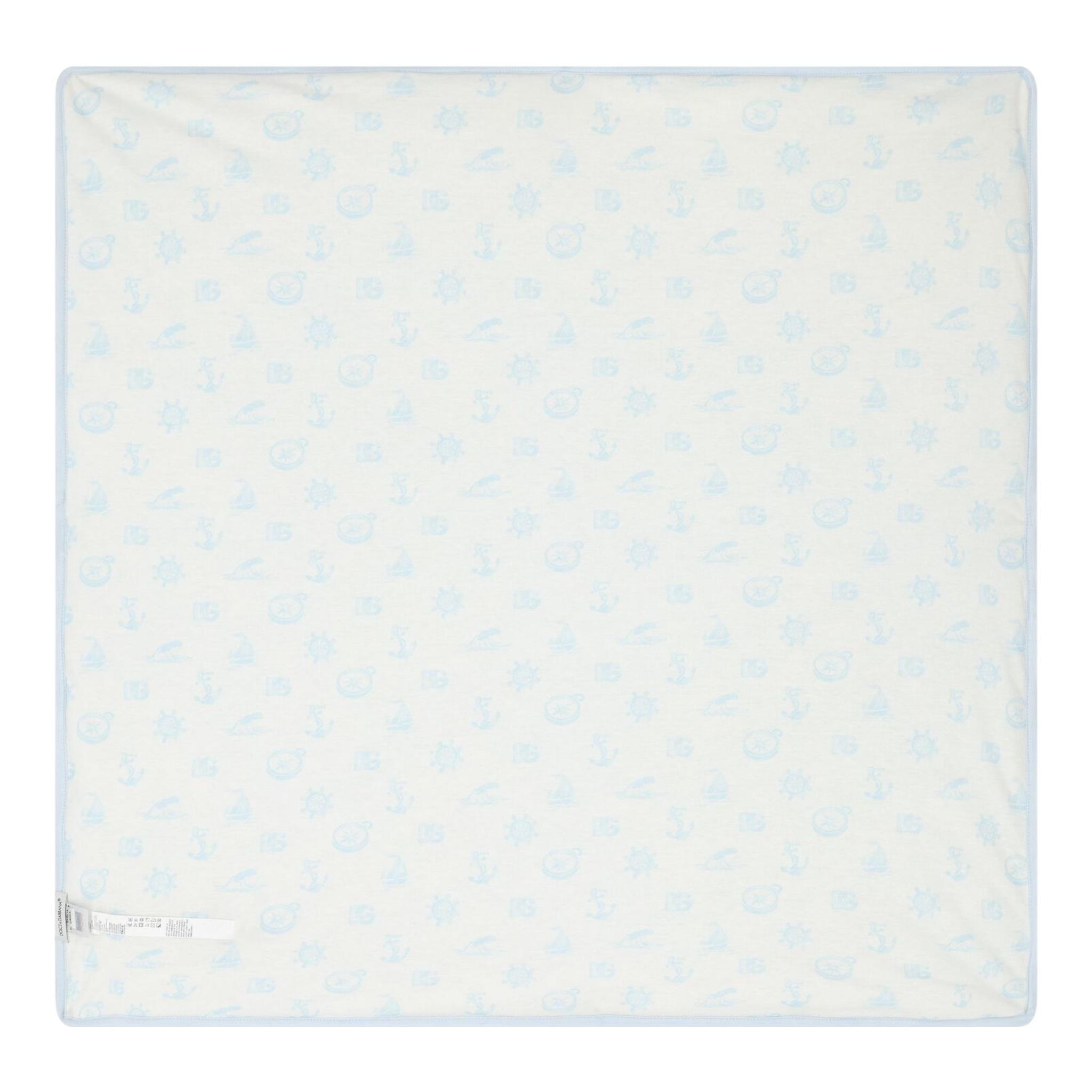 Dolce & Gabbana Coperta Bicolore con Stampa per Neonato LNJA88 AZZURRO DOLCE & GABBANA 