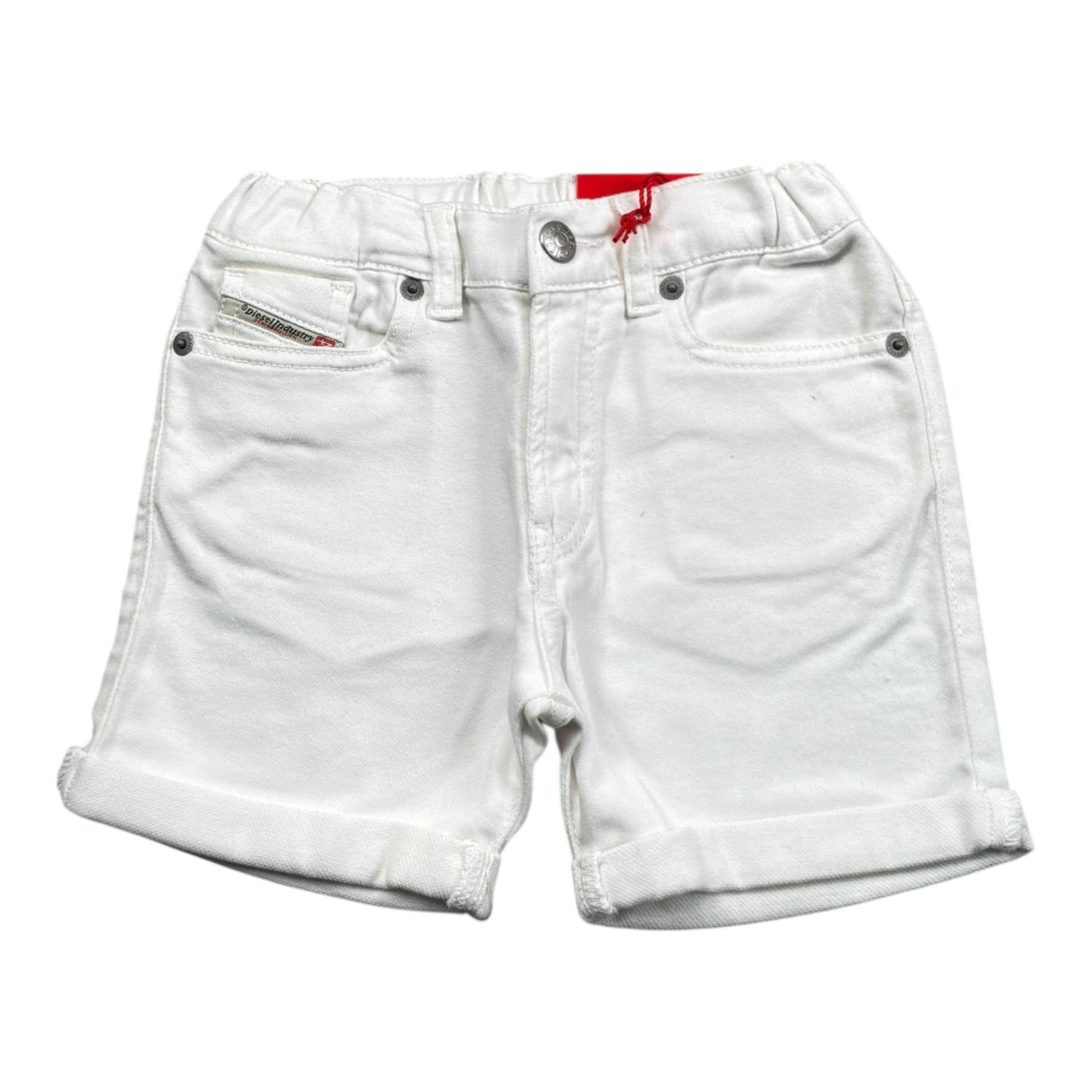 Diesel Bermuda In Denim Tinta Unita Girovita Regolabile per Bambino K00362J BIANCO DIESEL 