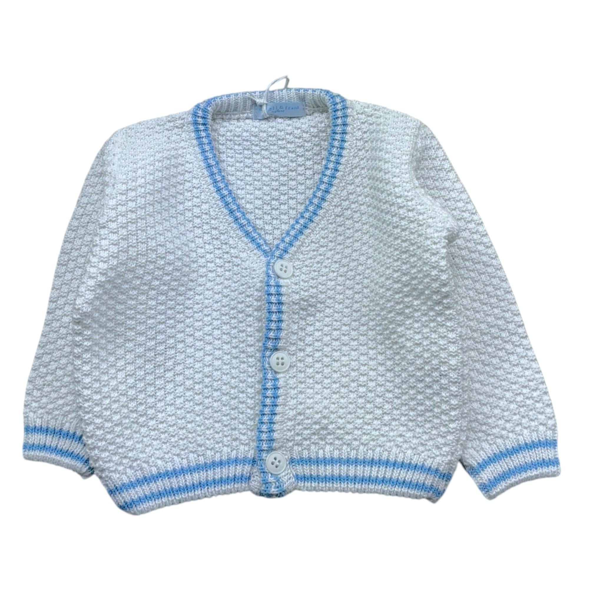 Manuel & Frank Cardigan Tinta Unita con Profili In Contrasto per Neonato DJEJ BIANCO MANUEL & FRANK 