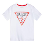 Guess T-Shirt Tinta Unita con Stampa per Bambino N73I55K8HM0X BIANCO GUESS 