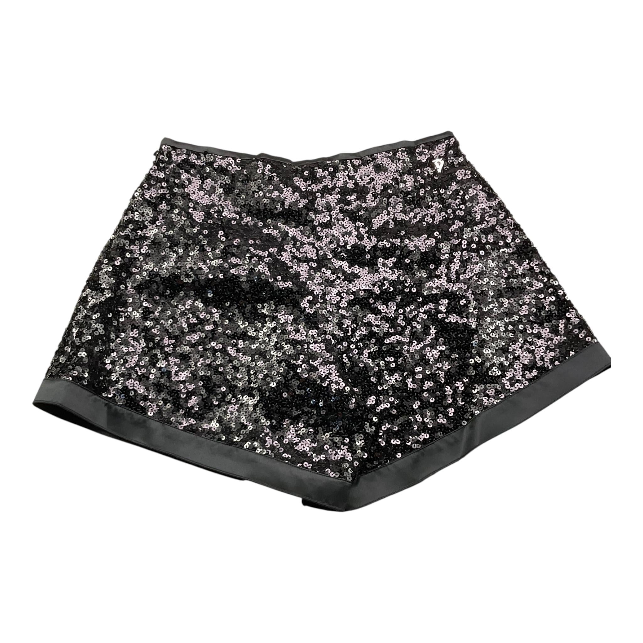 DONDUP short con paillettes tinta unita Nero per Bambina DFBE022 NERO DONDUP 