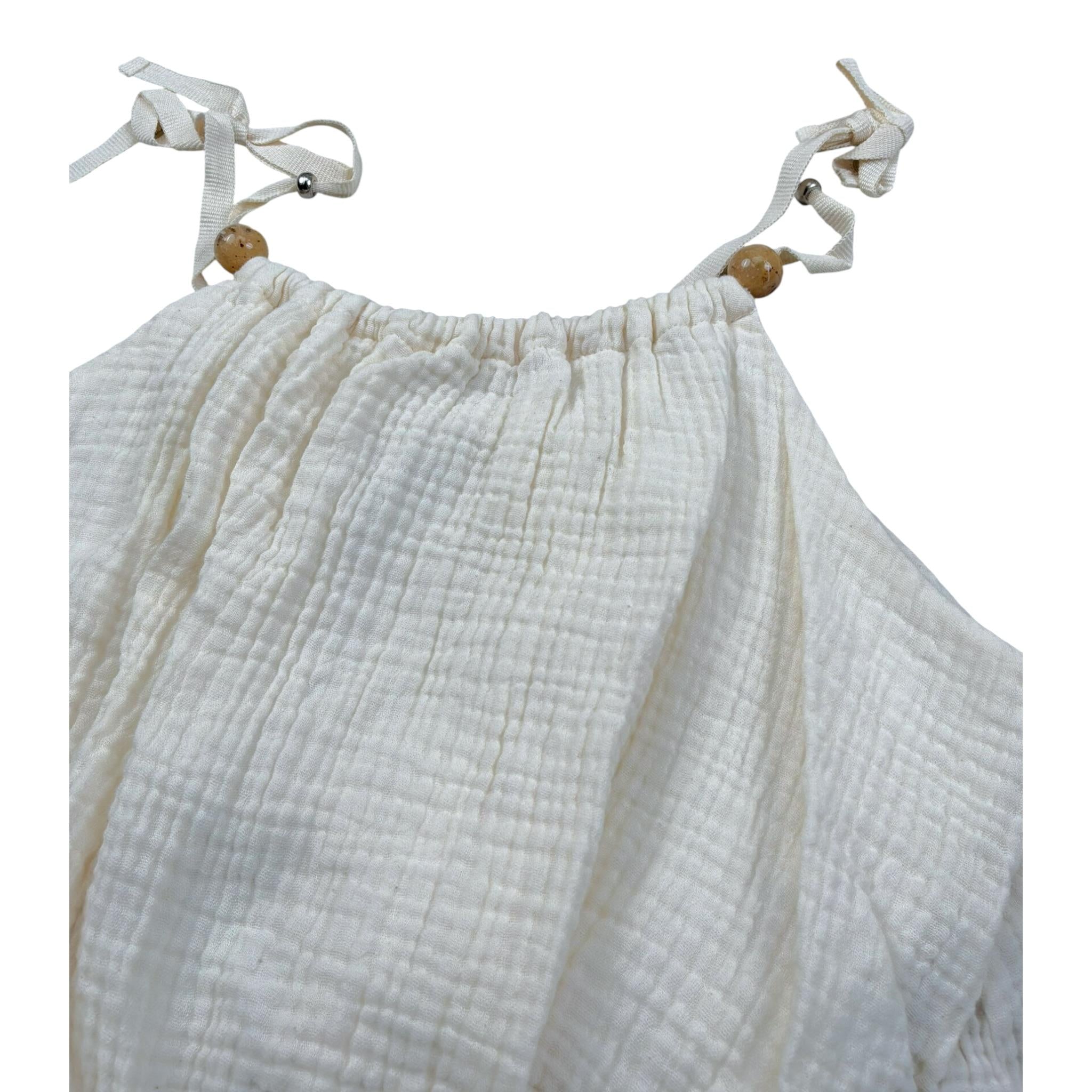 Please Top Tinta Unita Bretelline per Bambina CC88080G72X PANNA PLEASE 