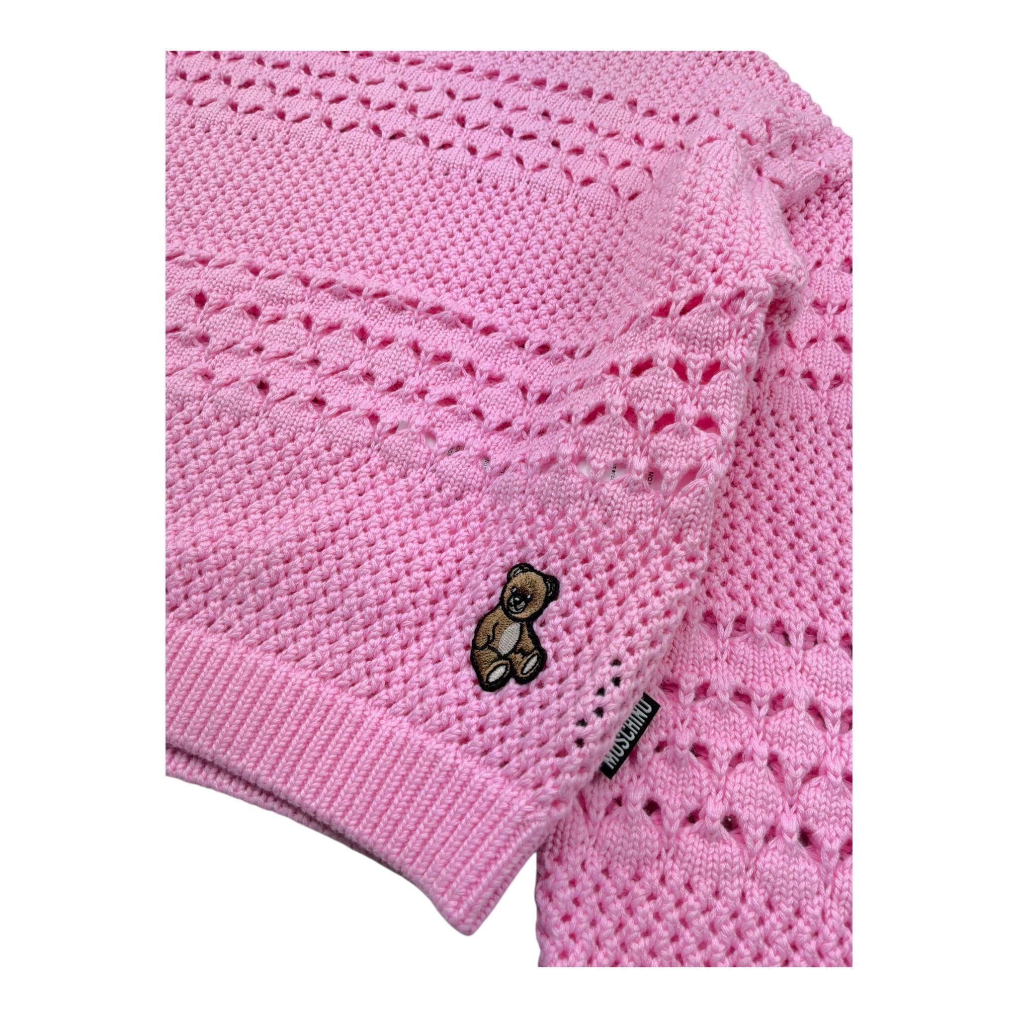 Moschino Maglia Tinta Unita Traforata per Bambina HDW02F ROSA MOSCHINO 