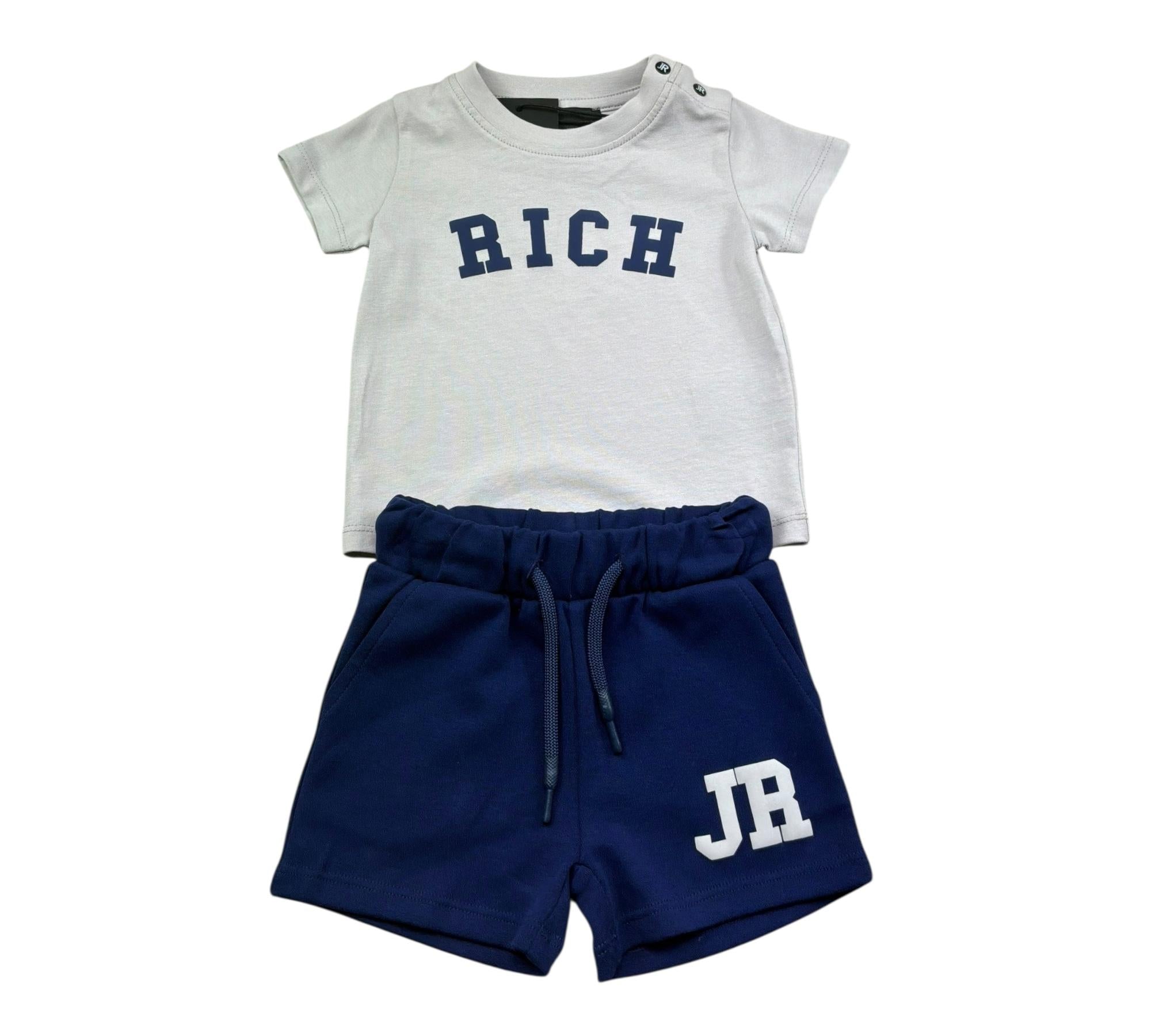 John Richmond Completo 2 Pezzi T-Shirt-Bermuda per Neonato RIP26022CJ GRIGIO/BLU JOHN RICHMOND 