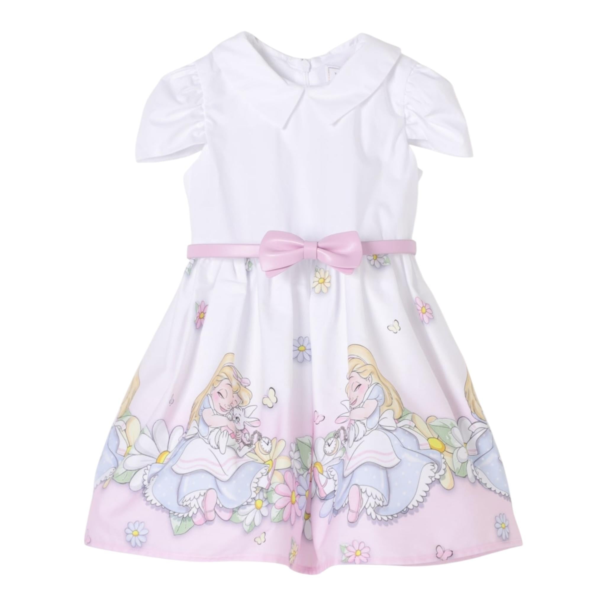 Monnalisa Abito Tinta Unita con Colletto E Stampa per Neonata 31E907XX BIANCO MONNALISA 