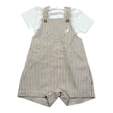 Teddy E Minou Completo 2 Pezzi T-Shirt-Salopette Bicolore per Neonato E24CP046C1079 BIANCO/VERDE TEDDY E MINOU 