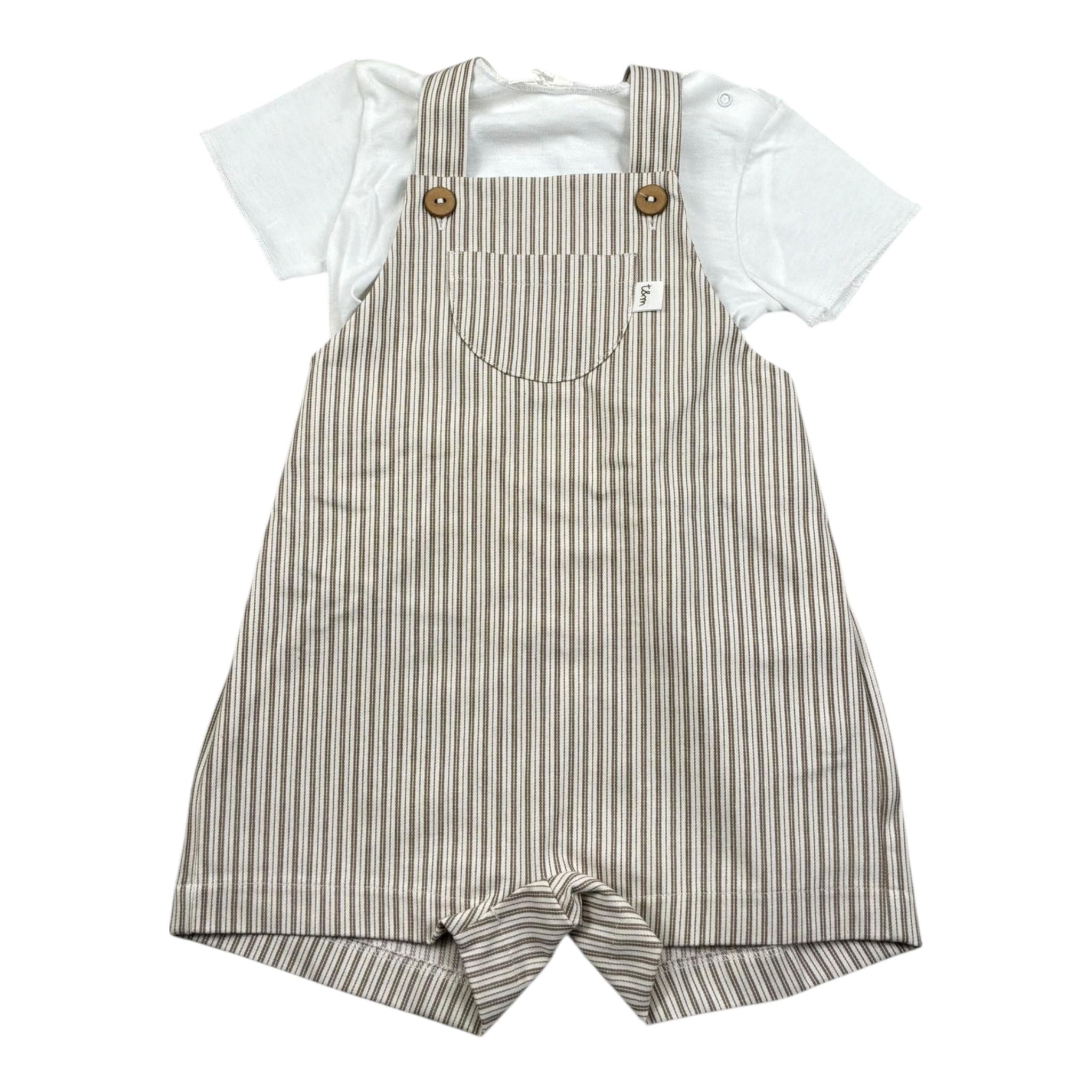 Teddy E Minou Completo 2 Pezzi T-Shirt-Salopette Bicolore per Neonato E24CP046C1079 BIANCO/VERDE TEDDY E MINOU 