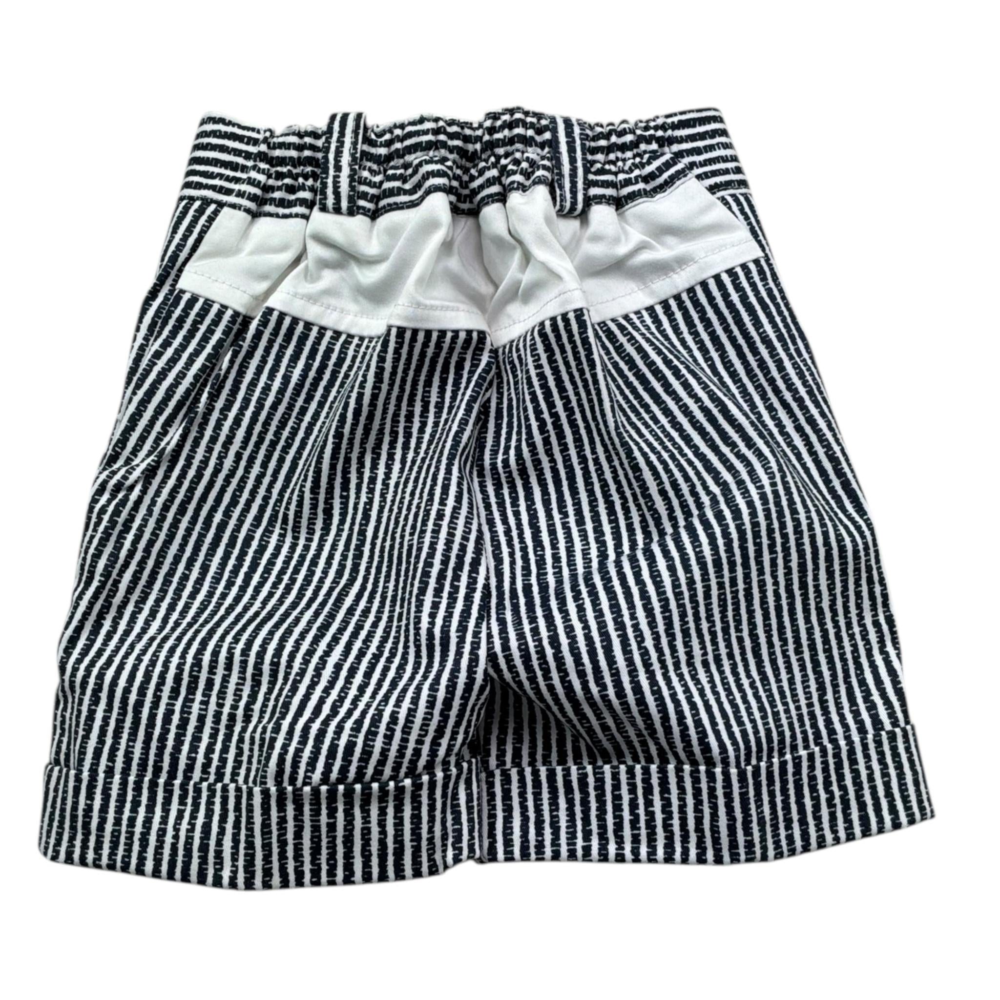 Manuel & Frank Bermuda Tinta Unita con Elastico In Vita E Fantasia A Righe per Neonato MF2189I BIANCO/BLU MANUEL & FRANK 