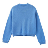 LIU JO maglia tinta unita girocollo con stampa Azzurro per Bambina GF4111 AZZURRO LIU JO 