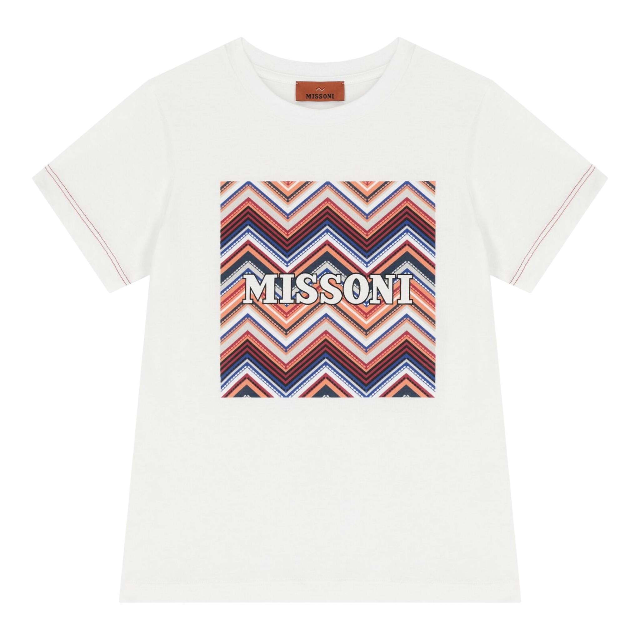 Missoni T-Shirt Girocollo Tinta Unita con Stampa per Bambino MV8P21 BIANCO MISSONI 