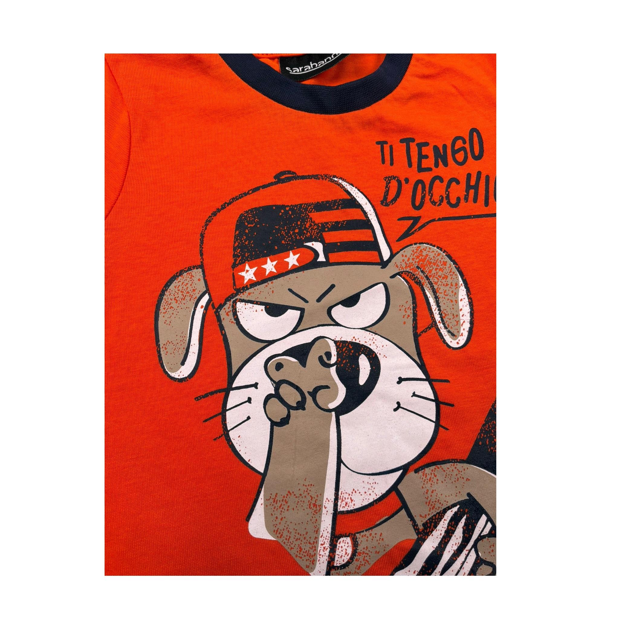 Sarabanda T-Shirt Girocollo Tinta Unita con Stampe per Neonato 12766 ARANCIONE SARABANDA 