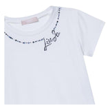 Liu Jo T-Shirt Girocollo Tinta Unita con Brillantini per Neonata KA5040N BIANCO LIU JO 
