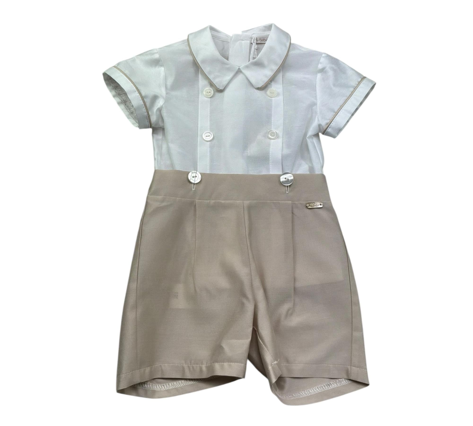 Le Bebe Completo 2 Pezzi Camicia-Bermuda per Neonato LBB5326 BIANCO/BEIGE LE BEBE 