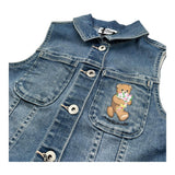 Moschino Giubbino Smanicato In Denim Tinta Unita per Bambina HDN002 BLU MOSCHINO 