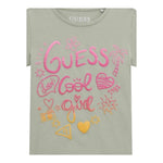 Guess T-Shirt Girocollo Tinta Unita con Logo per Bambina K5GI09K6YW4 VERDE GUESS 