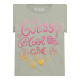 Guess T-Shirt Girocollo Tinta Unita con Logo per Bambina K5GI09K6YW4 VERDE GUESS 