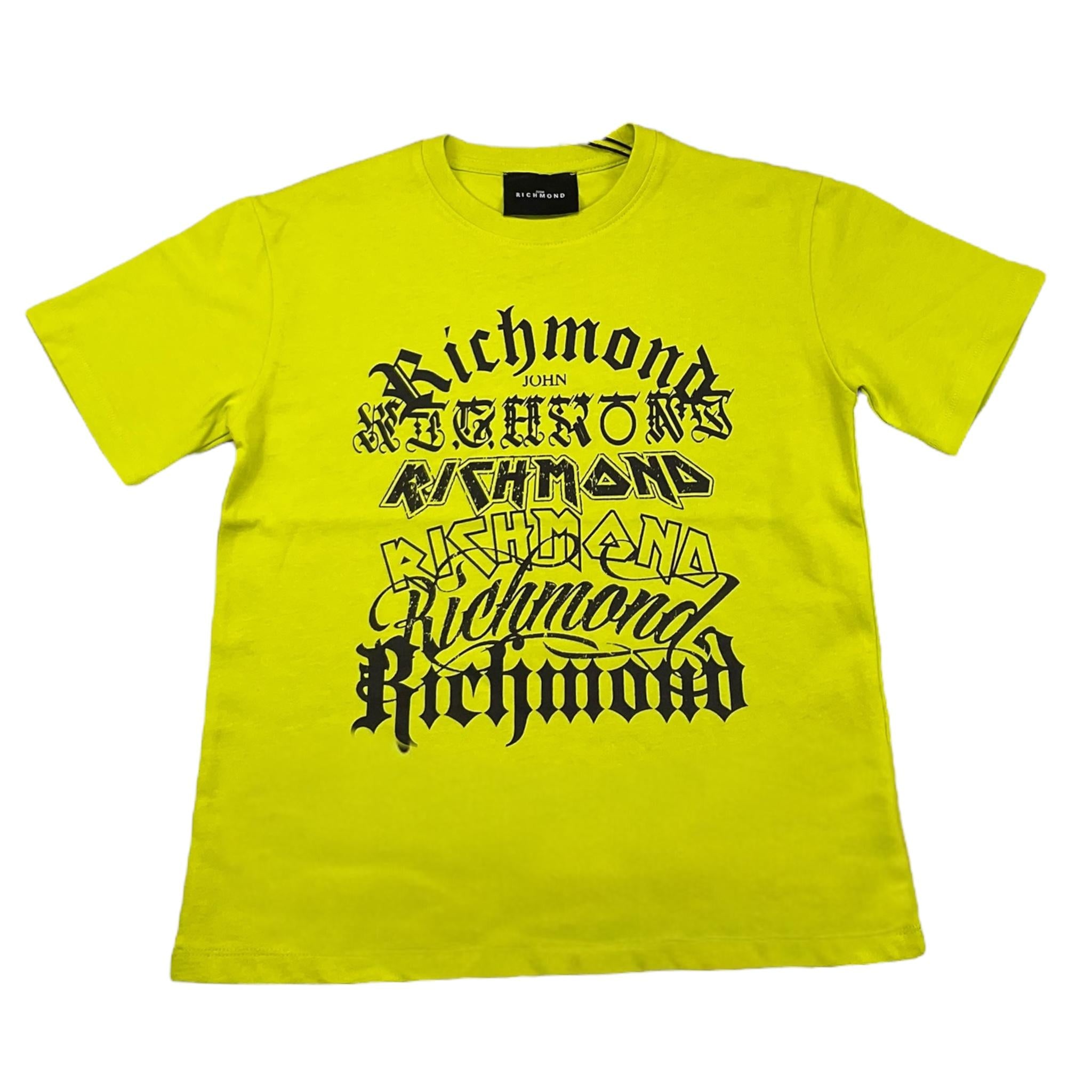 JOHN RICHMOND t-shirt girocollo tinta unita con stampa Verde acido per Bambino RBA25202TS VERDE ACIDO JOHN RICHMOND 