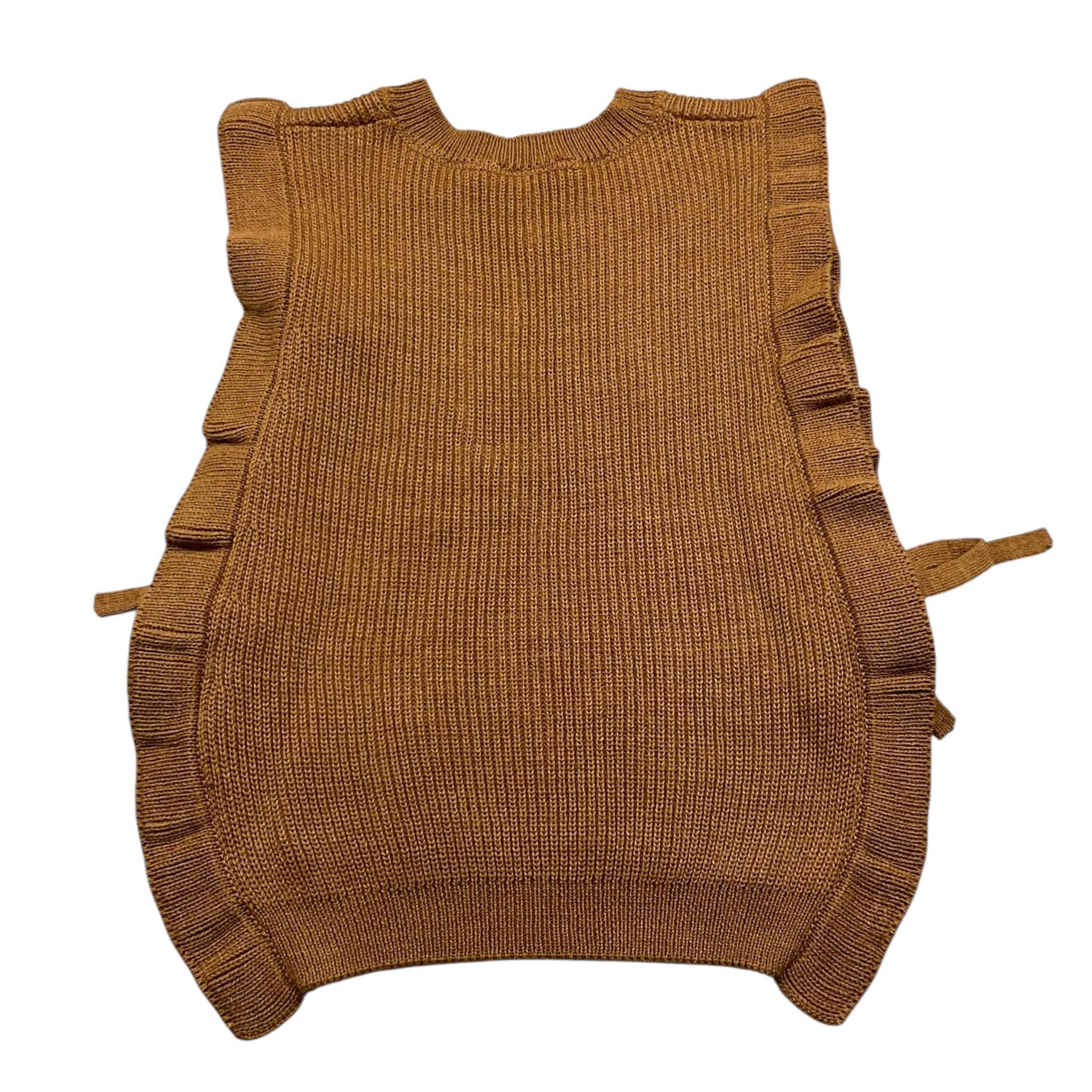 BARCELLINO gilet in filo tinta unita scollo a v  Cammello per Neonata 115425 CAMMELLO BARCELLINO 