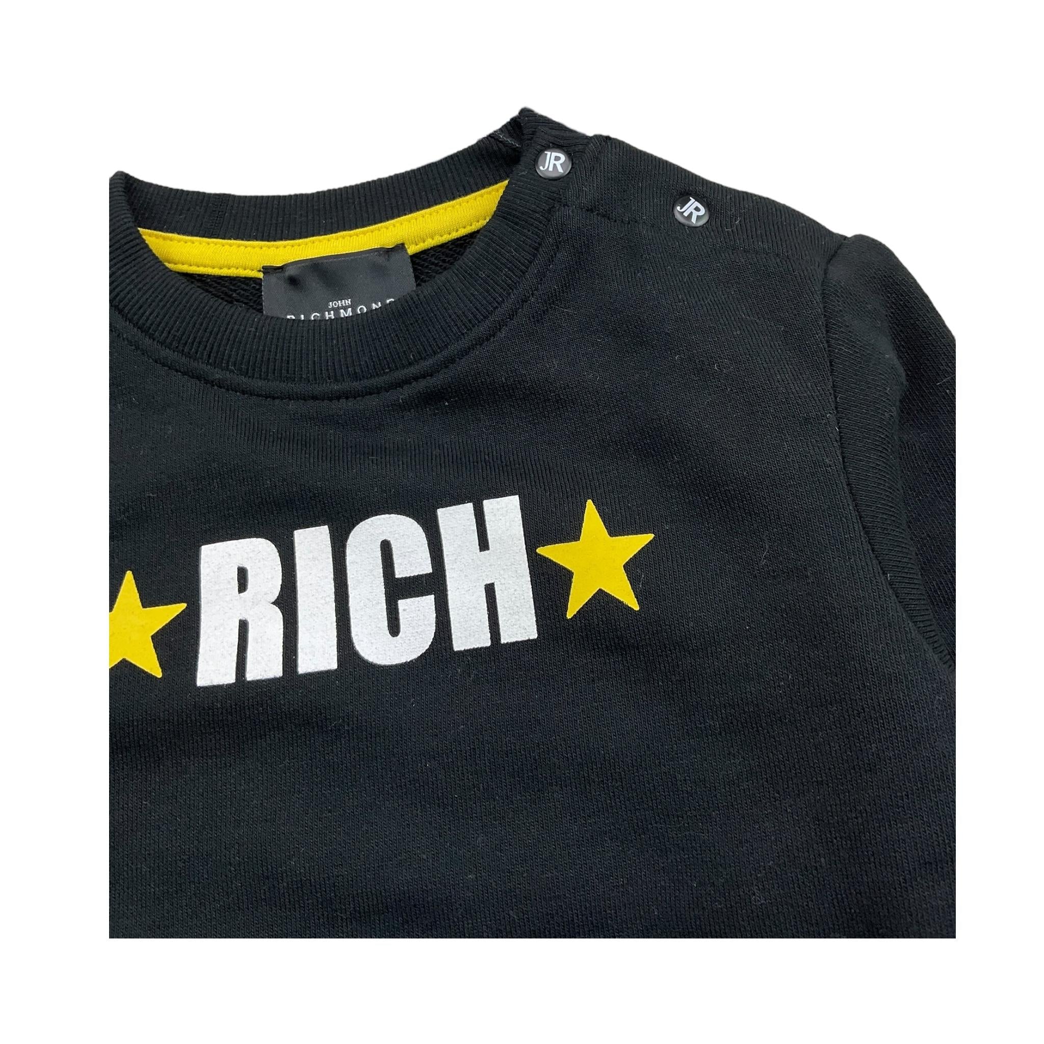 JOHN RICHMOND felpa chiusa girocollo tinta unita cn logo Nero per Neonato RIA24064FEOF NERO JOHN RICHMOND 