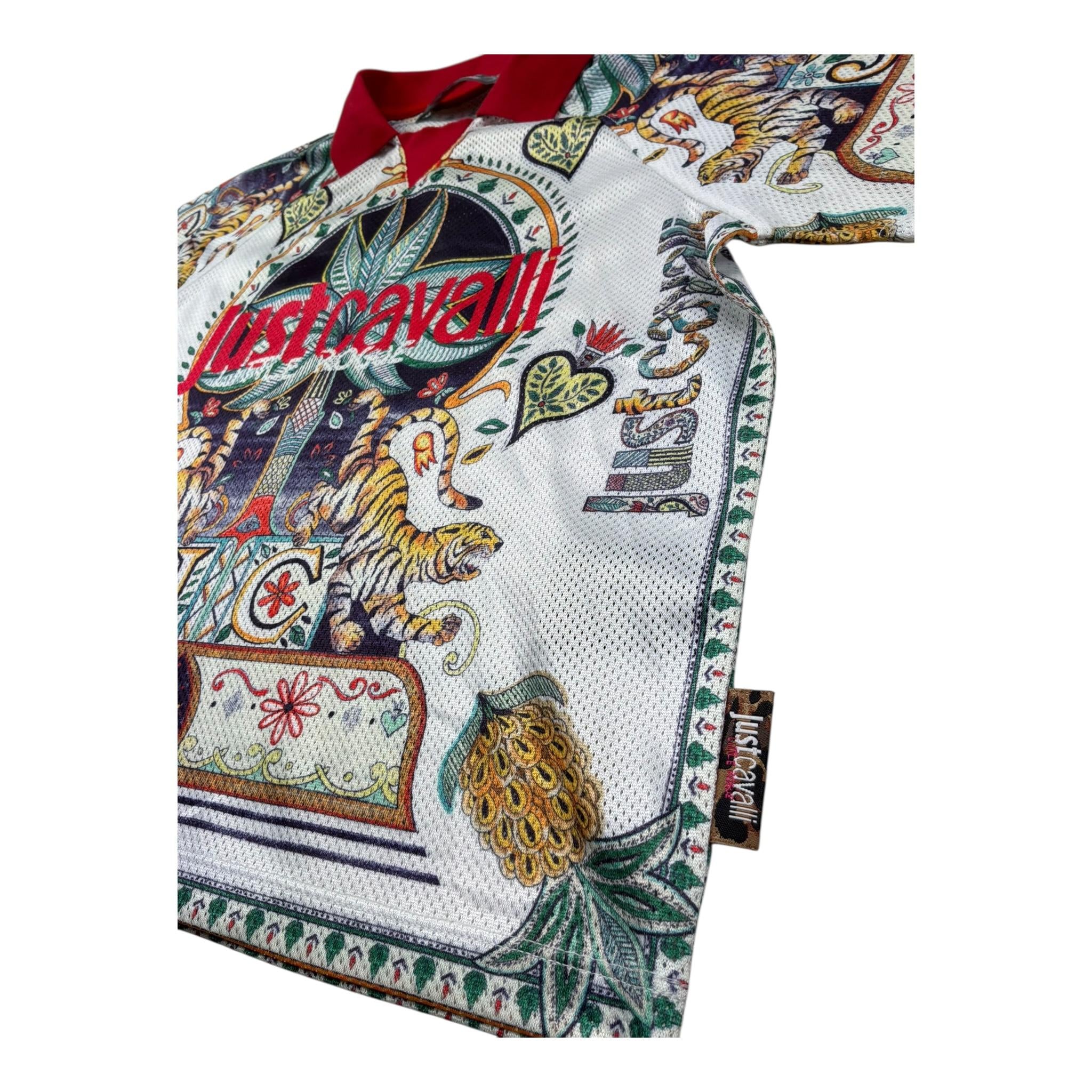 Just Cavalli Polo Mezza Manica Stampa Fantasia con Colletto In Contrasto per Bambino JGP26105PO BIANCO JUST CAVALLI 