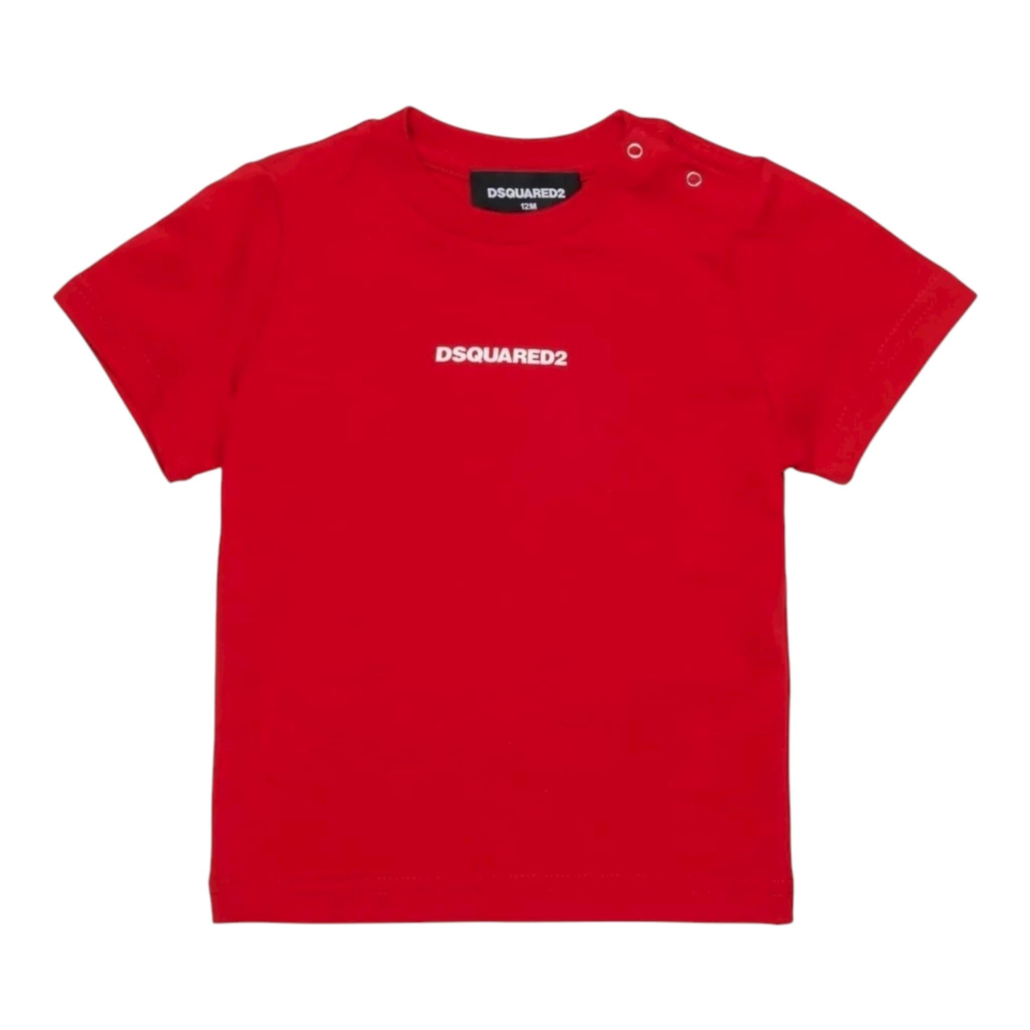 Dsquared2 T-Shirt Girocollo Tinta Unita con Stampa per Neonato DQ2853 ROSSO DSQUARED2 