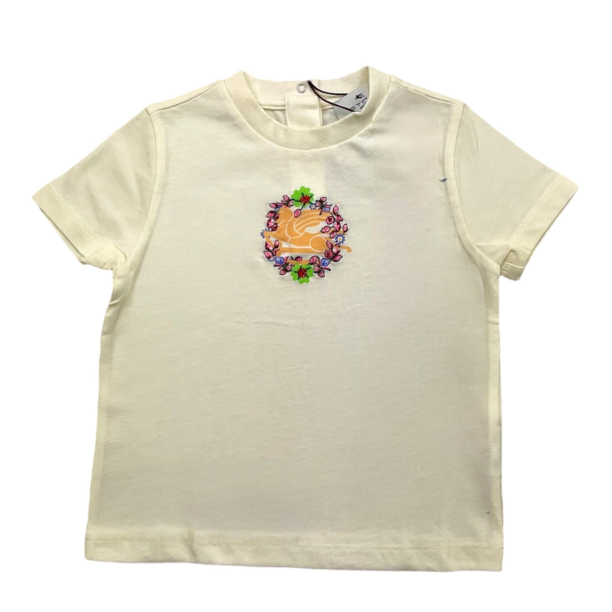 Etro T-Shirt Girocollo Tinta Unita con Stampa per Neonata GU8011 PANNA ETRO 