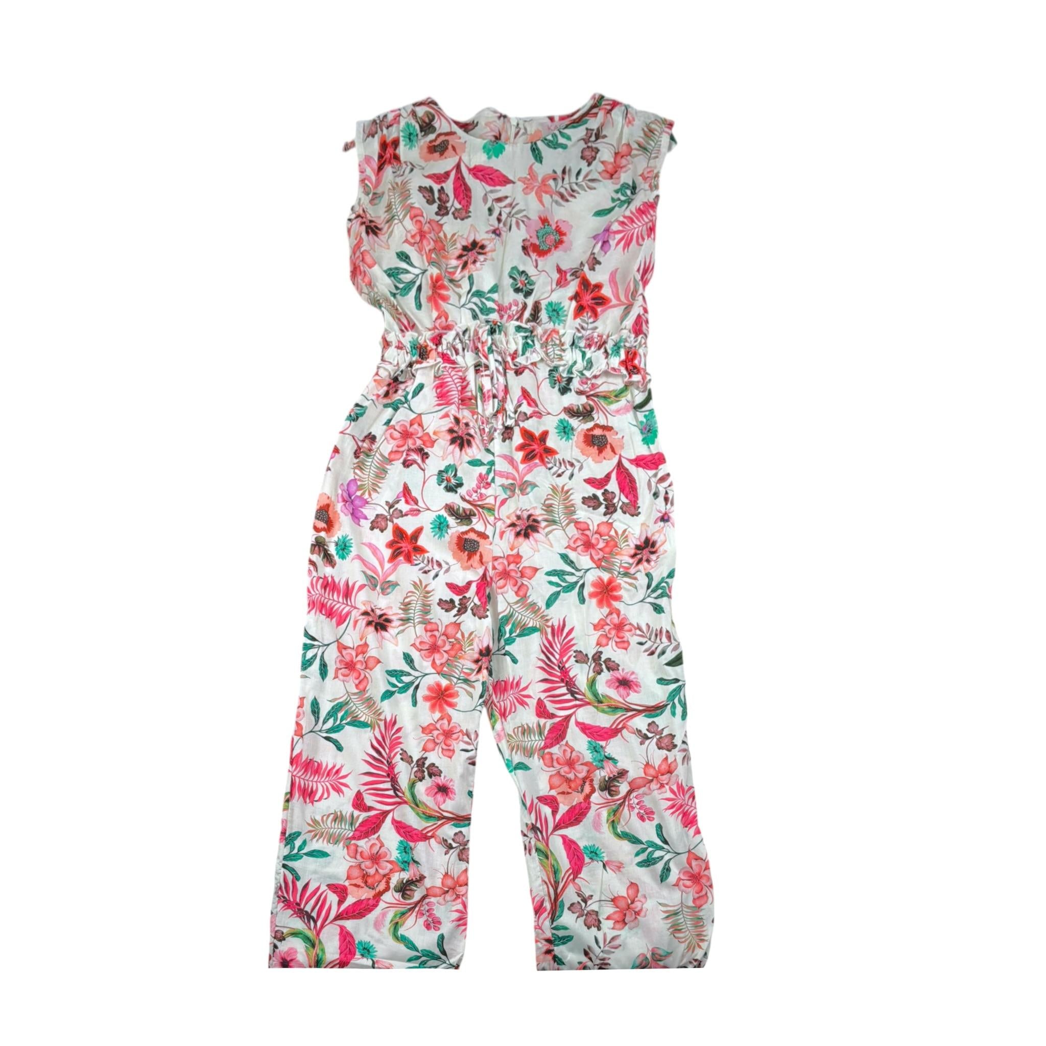 Kaos Tuta Intera Tinta Unita con Fantasia Fiori per Bambina DJJR BIANCO KAOS 