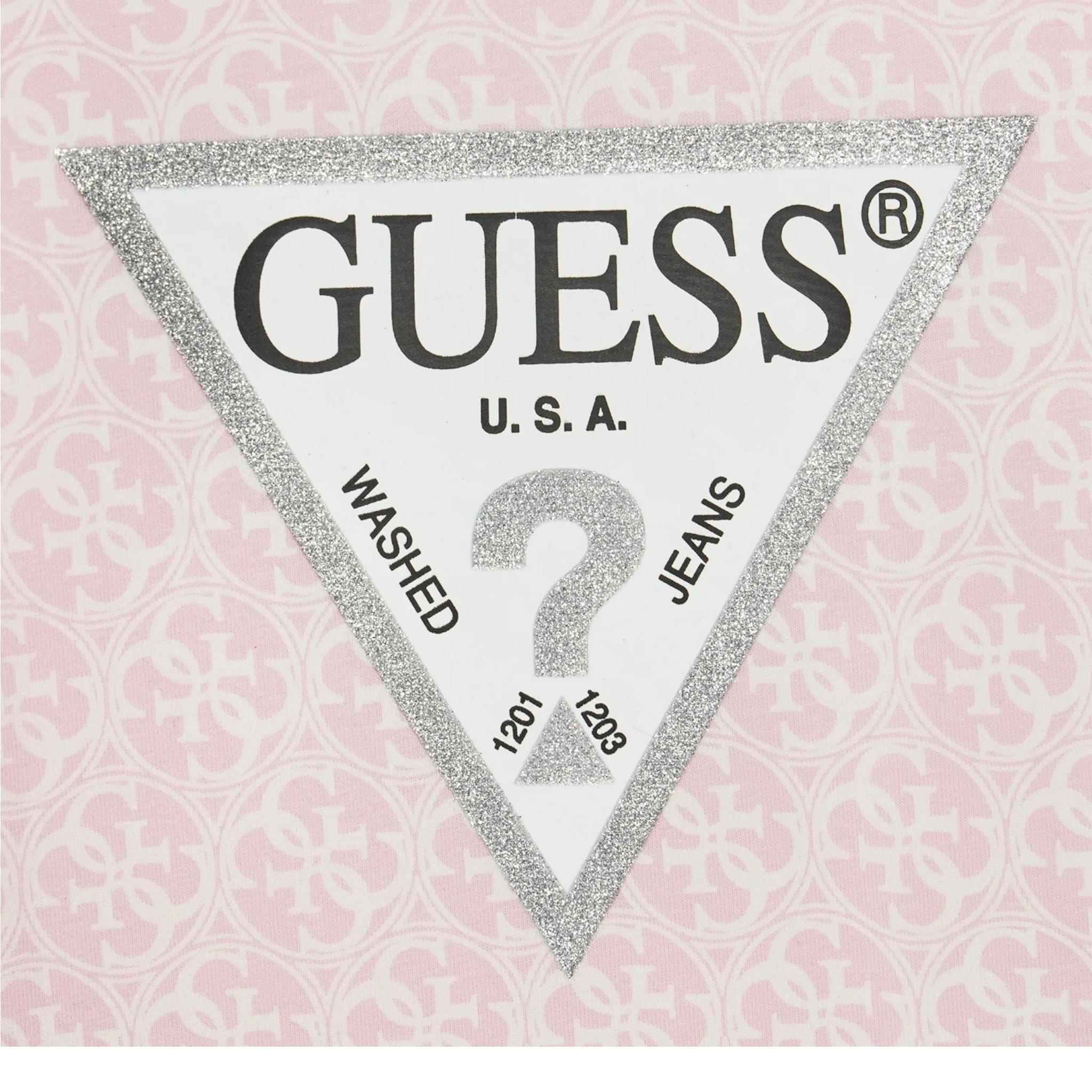 Guess T-Shirt Girocollo Tinta Unita con Stampa per Neonata K5RI15K6YWN ROSA GUESS 