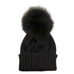 REGINA   cappello tinta unita con pon pon Nero per Bambina 305999 NERO REGINA 