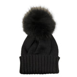 REGINA   cappello tinta unita con pon pon Nero per Bambina 305999 NERO REGINA 