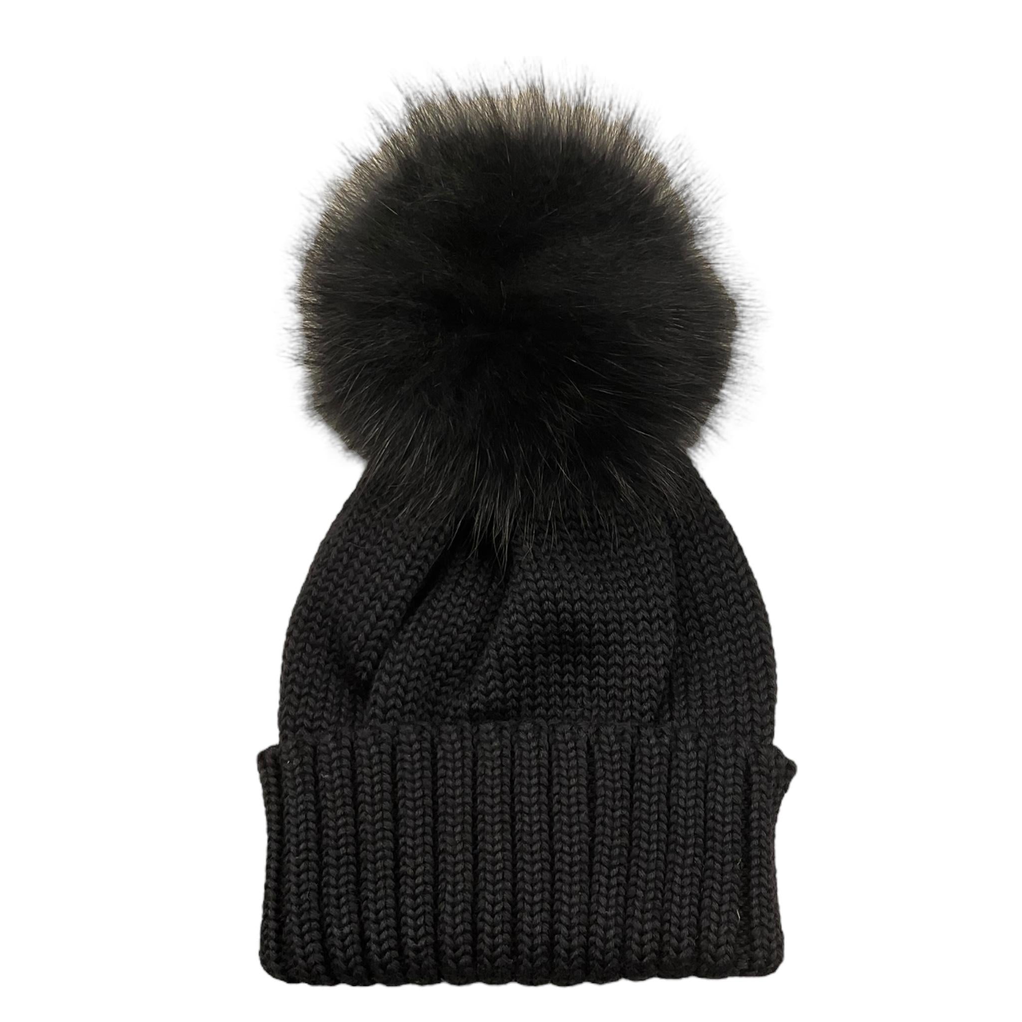 REGINA   cappello tinta unita con pon pon Nero per Bambina 305999 NERO REGINA 