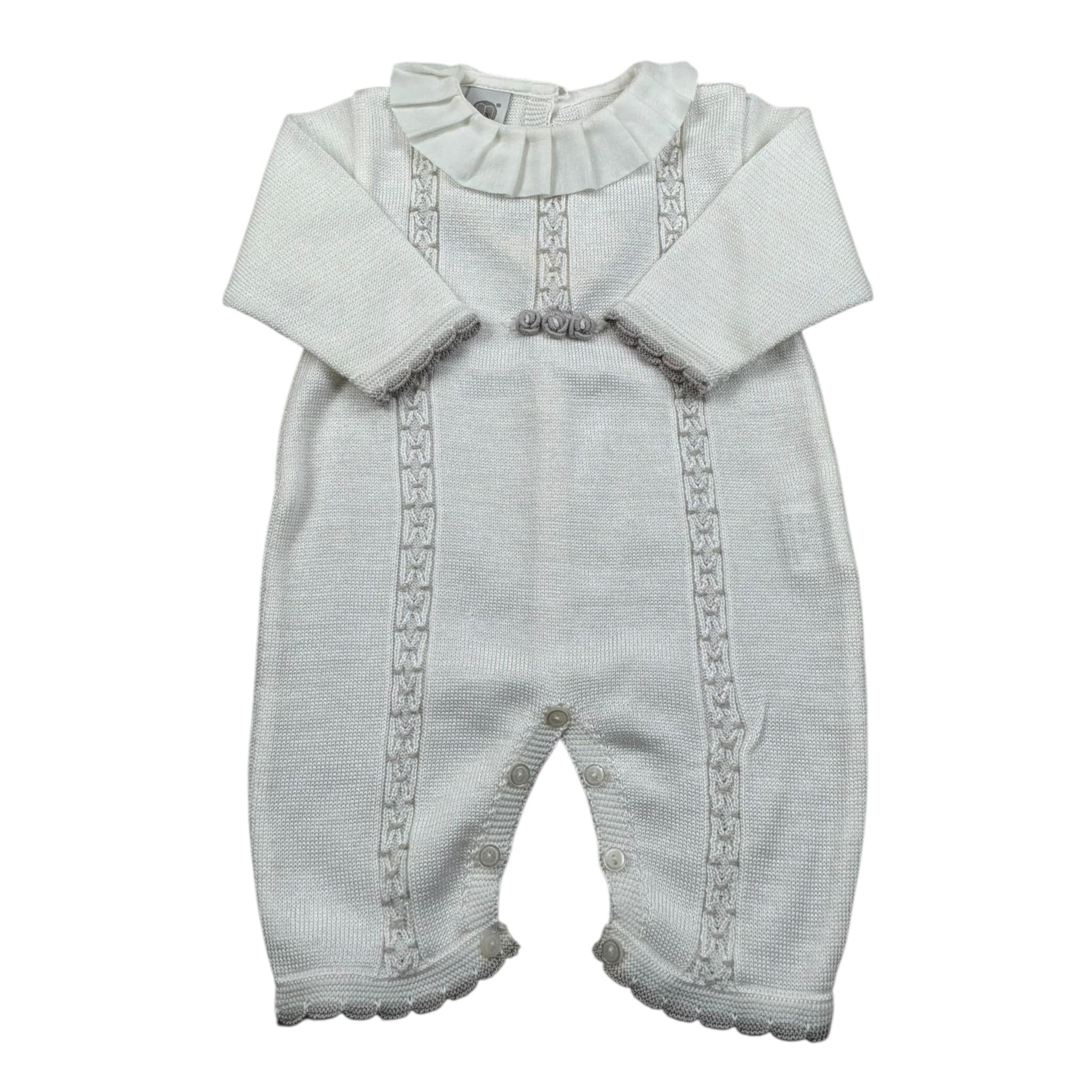 Marlu' Tutina Manica Lunga Tinta Unita con Ricami per Neonata EC2110 PANNA MARLU' 