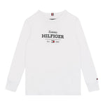 Tommy Hilfiger Shirt Girocollo Tinta Unita con Logo per Neonato KB0KB09633 BIANCO TOMMY HILFIGER 