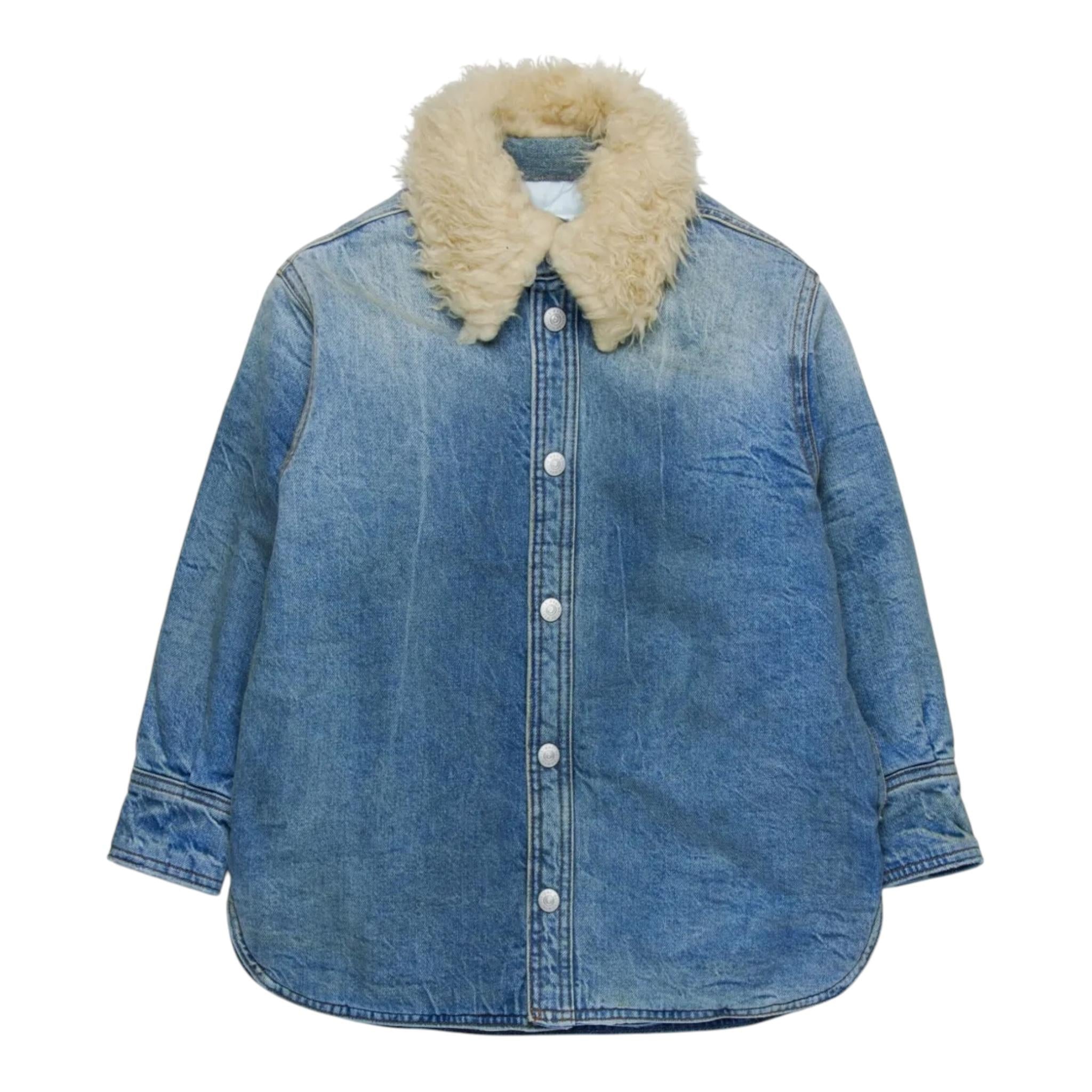 MAISON MARGIELA giubbino in denim tinta unita con pelliccia Azurro per Bambino M60617 AZZURRO MAISON MARGIELA 