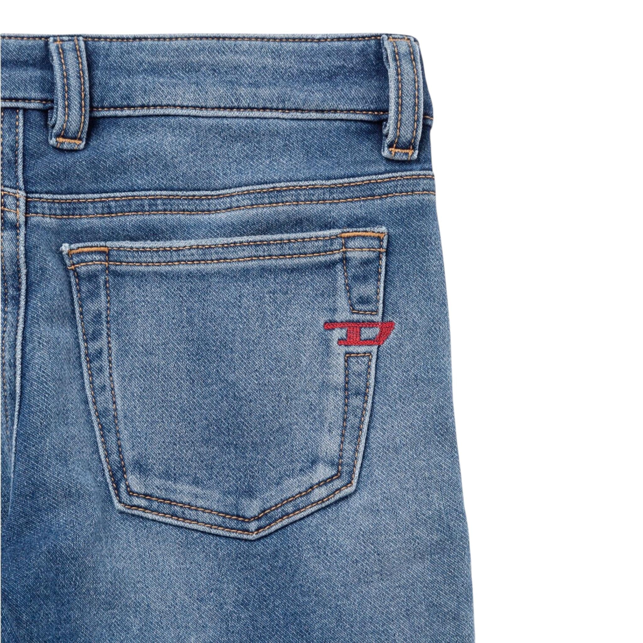 Diesel Jeans Tinta Unita con Girovita Regolabile per Bambino J00993 BLU DIESEL 