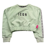 Icon Felpa Chiusa Girocollo Tinta Unita con Logo per Bambina IGSW00541 VERDE ACQUA ICON 