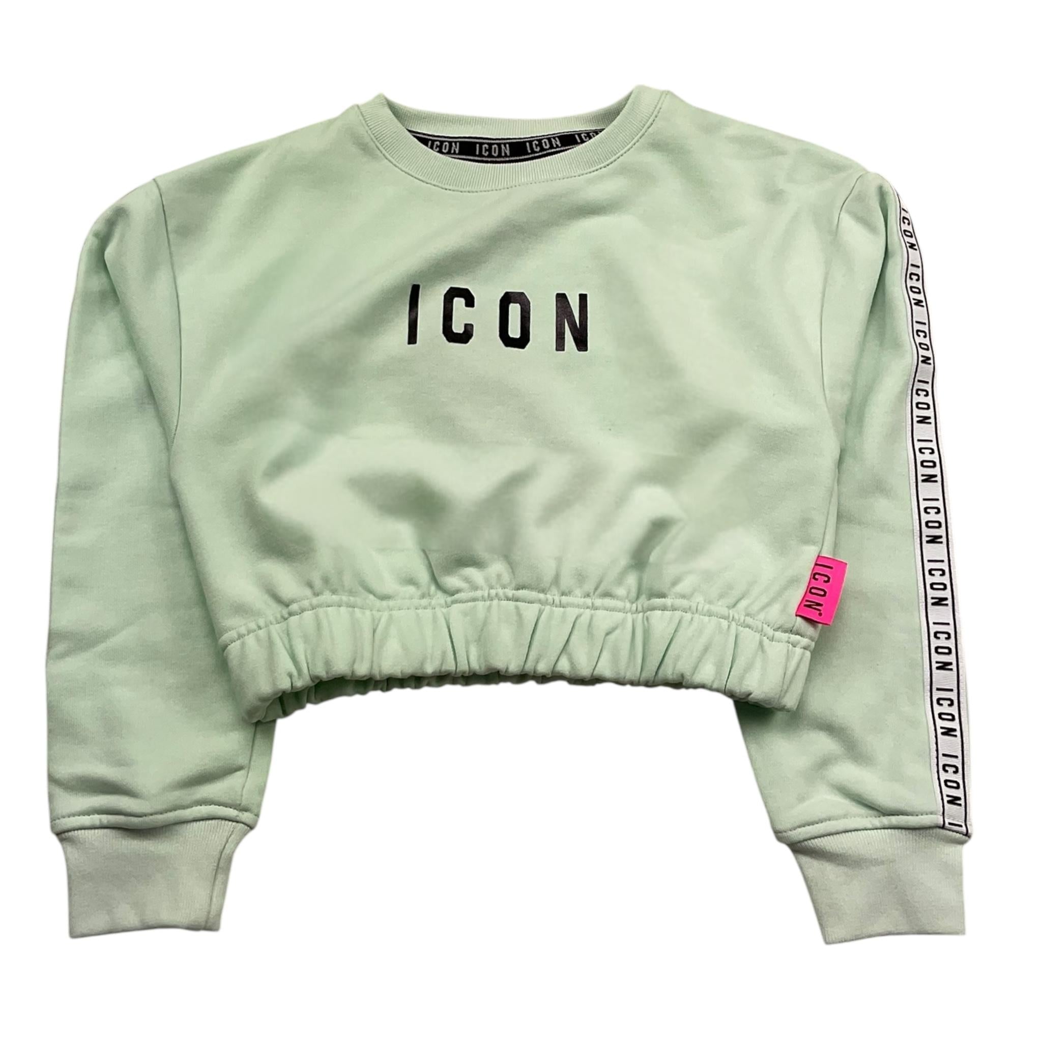 Icon Felpa Chiusa Girocollo Tinta Unita con Logo per Bambina IGSW00541 VERDE ACQUA ICON 