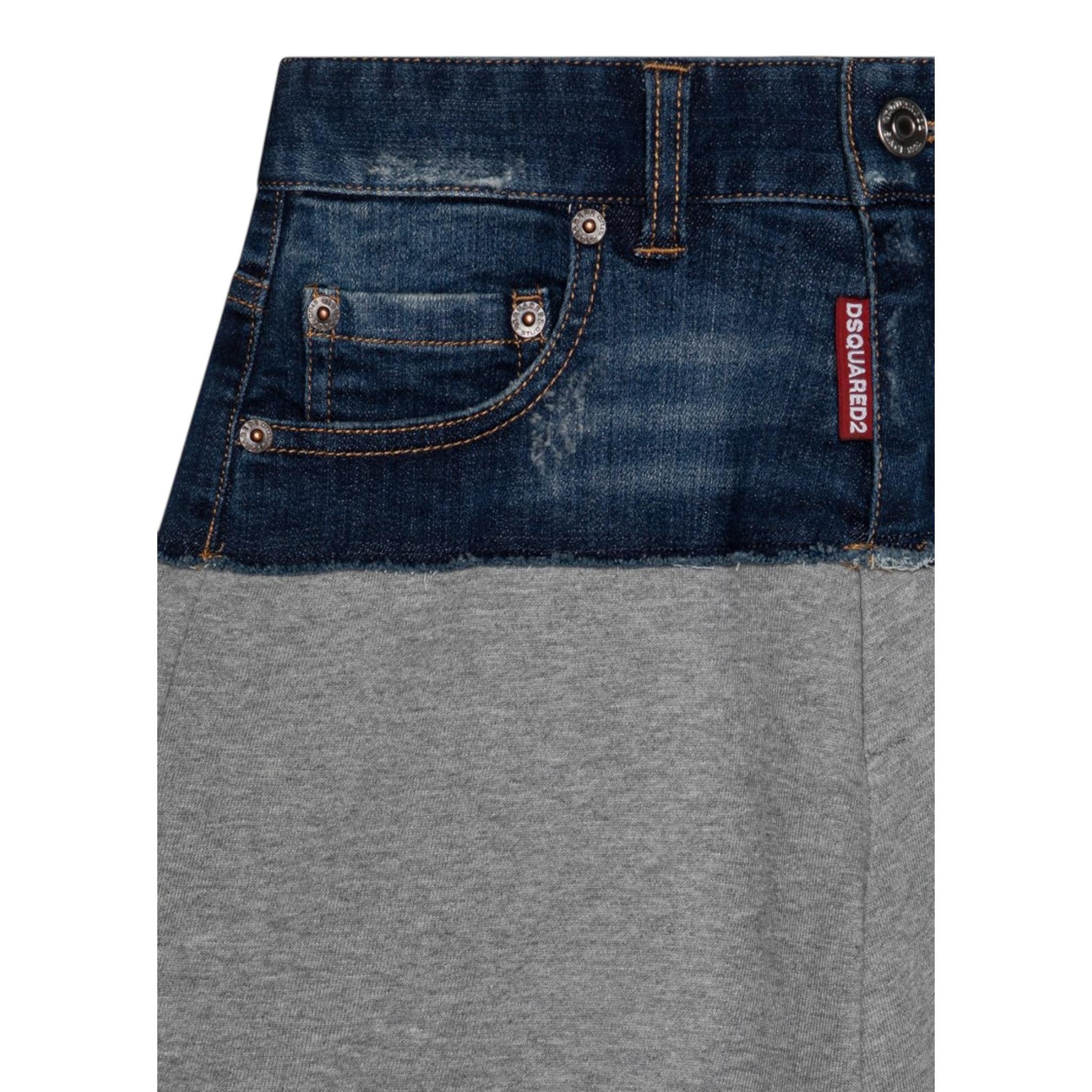 Dsquared2 Bermuda Bicolore In Denim per Bambino DQ2769 GRIGIO DSQUARED2 