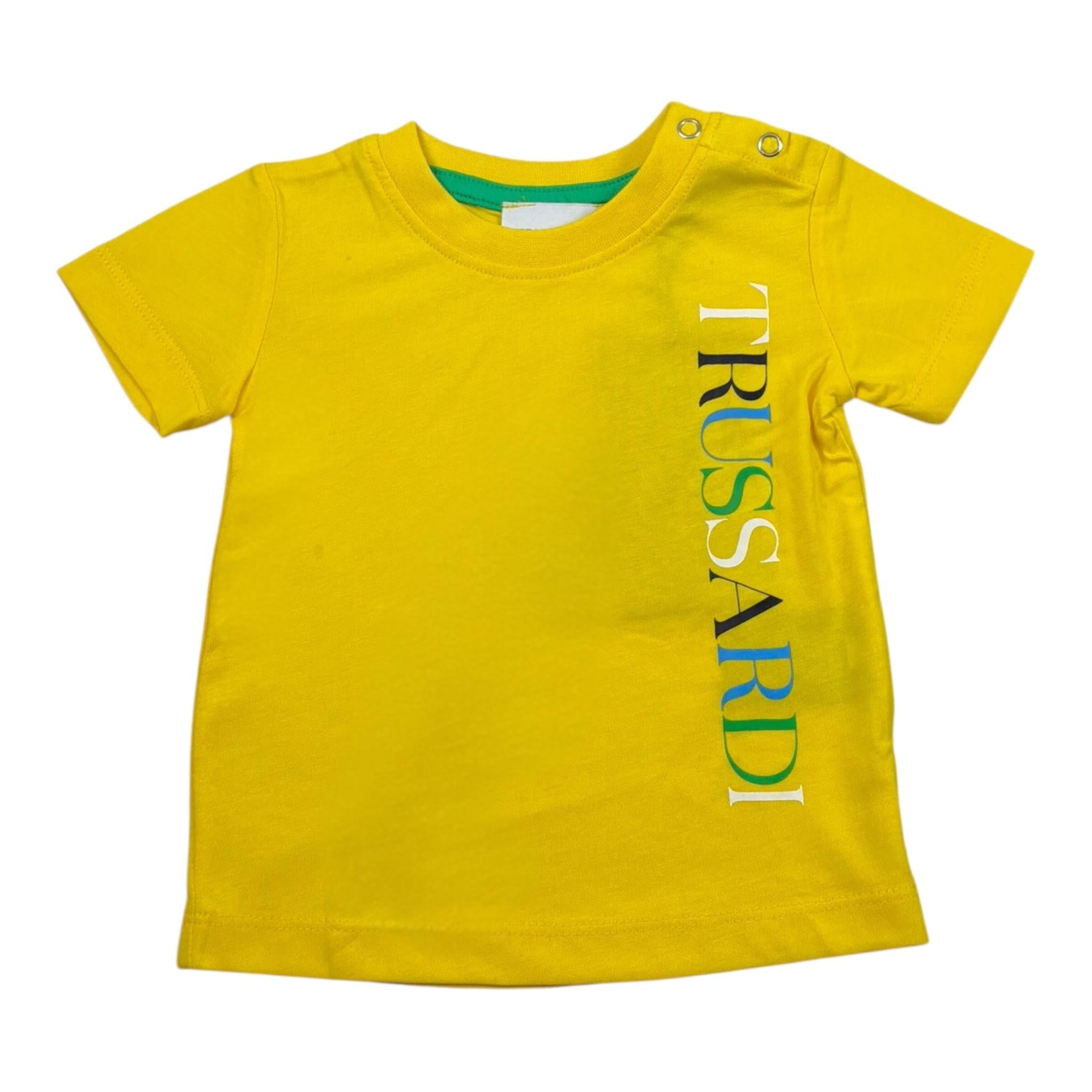 Trussardi T-Shirt Girocollo Tinta Unita con Logo per Neonato TIP24069TSX GIALLO TRUSSARDI 