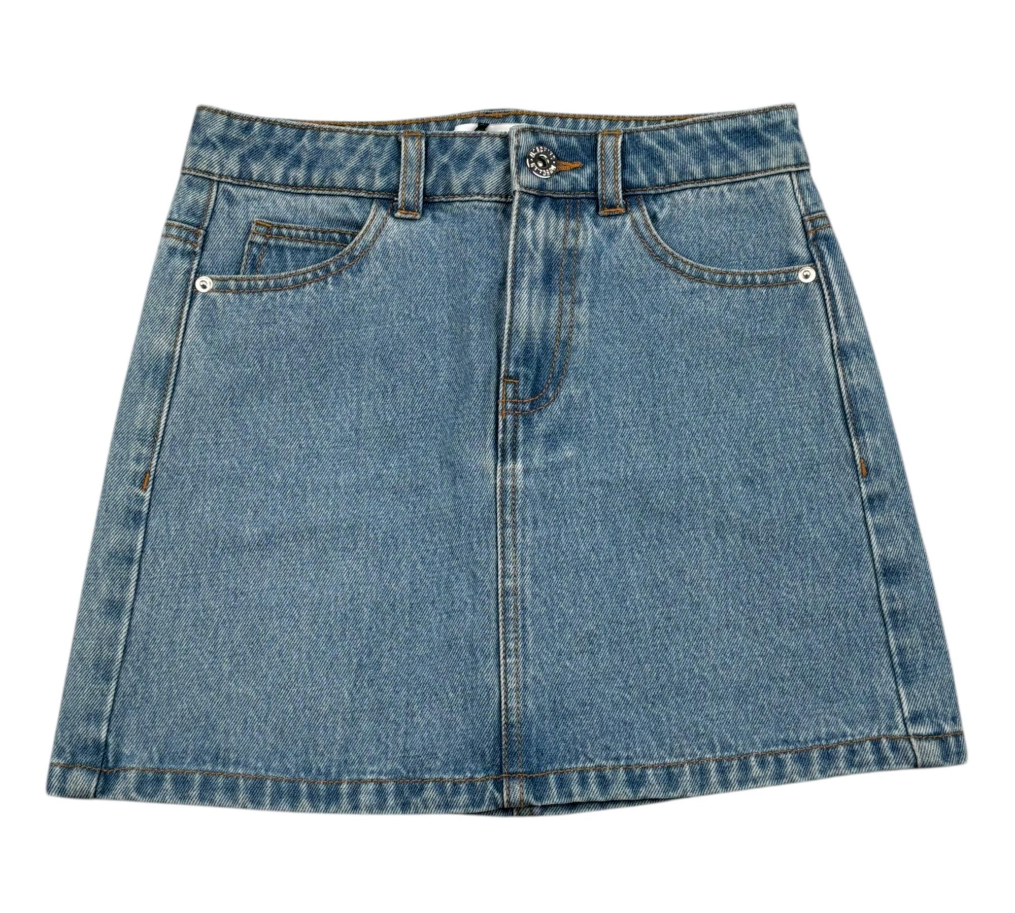 Moschino Gonna In Denim Tinta Unita con Girovita Regolabile per Bambina HDJ044 AZZURRO MOSCHINO 