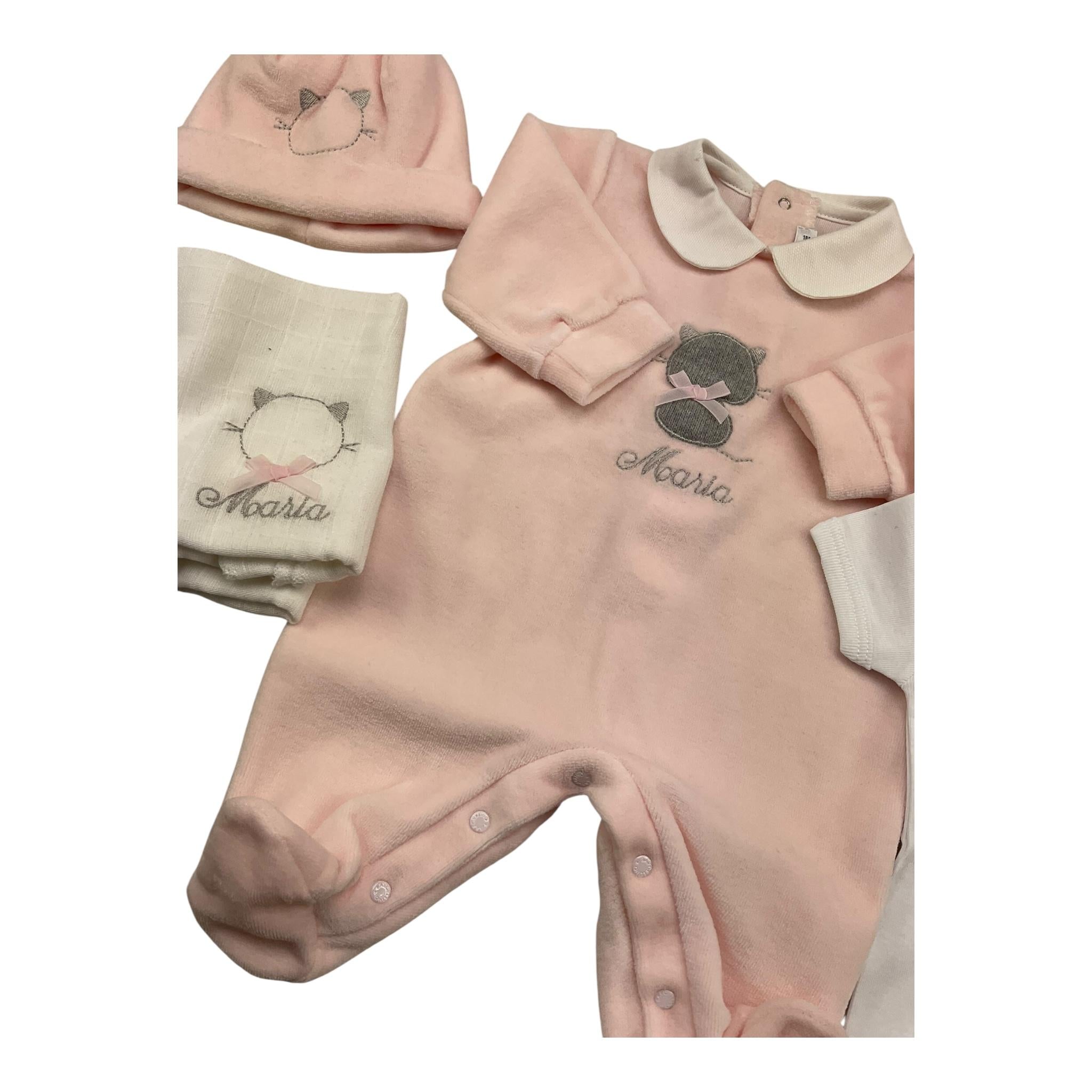 BARCELLINO completo personalizzato con nome 6 pezzi Rosa per Neonata COMBRCRA ROSA BARCELLINO 