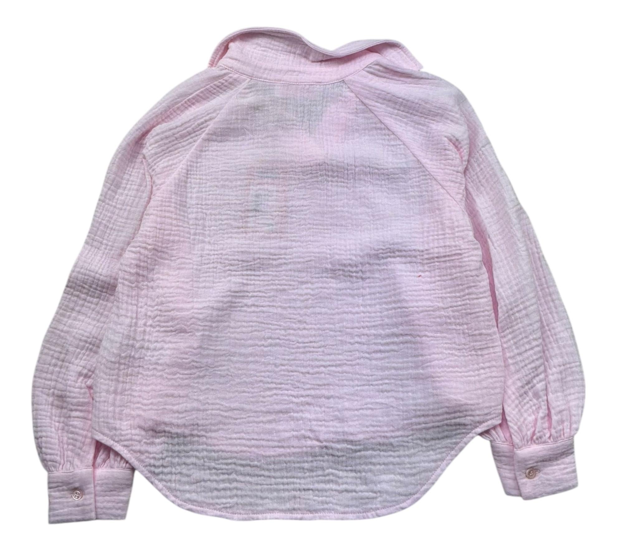 Saint Barth Camicia Manica Lunga Tinta Unita con Logo per Bambina MAIRAJR ROSA SAINT BARTH 
