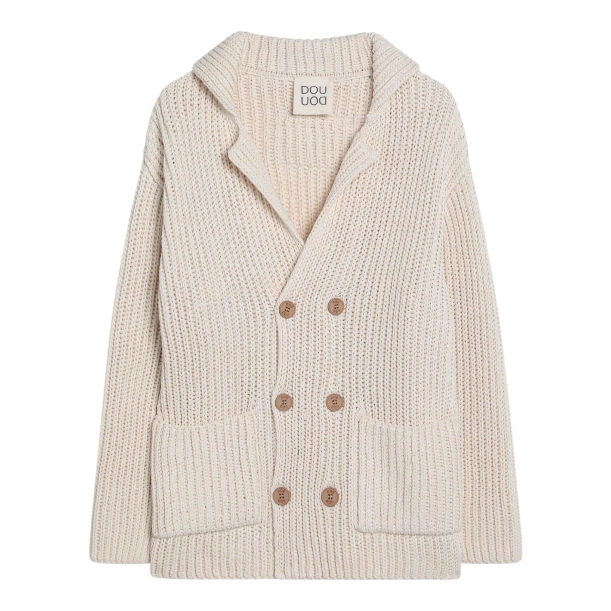 Dou Dou Cardigan Tinta Unita con Bottoni per Bambina DW9P00X BEIGE DOU DOU 