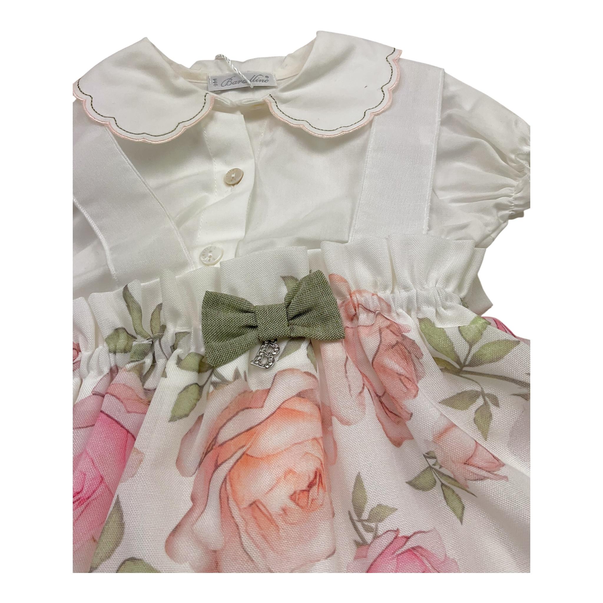 Barcellino Completo 2 Pezzi Camicia Body-Salopette Bicolore per Neonata 121304 BIANCO/ROSA BARCELLINO 
