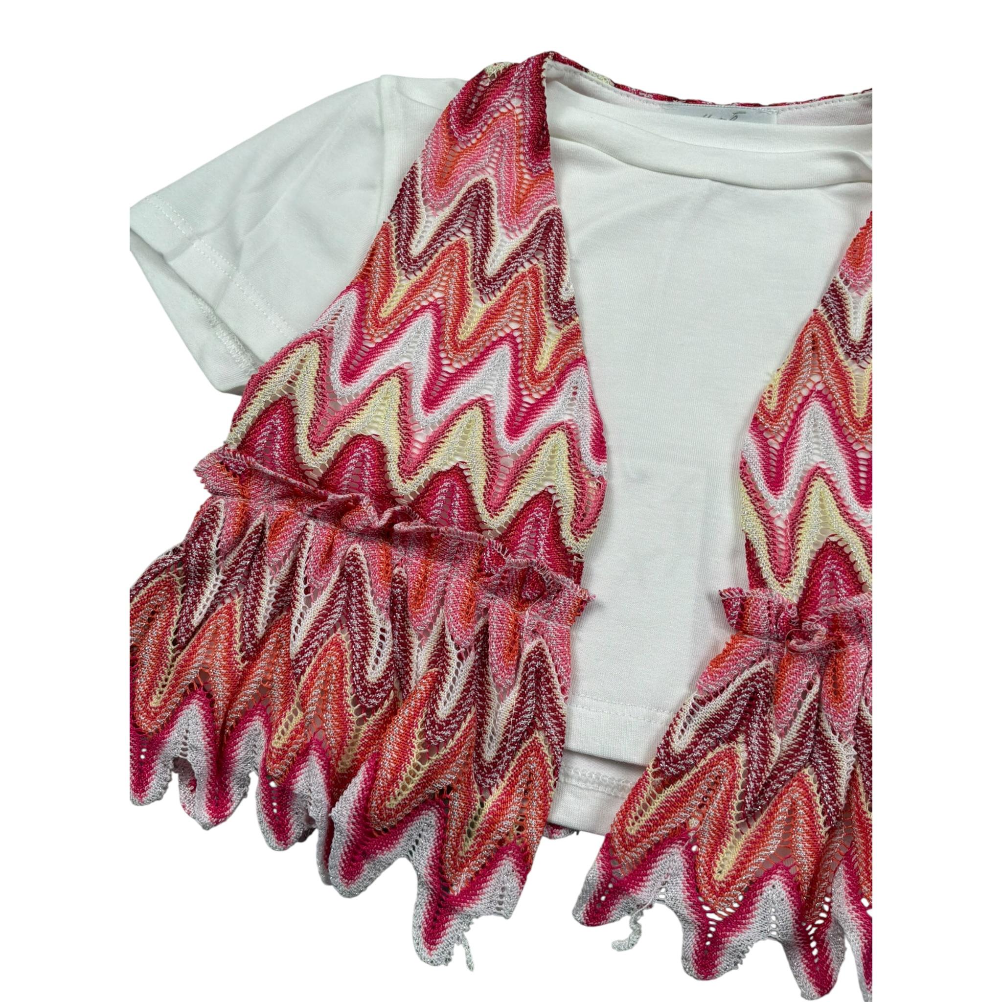 M+E' T-Shirt Girocollo tinta unita Cn Gilet Bianco per Bambina UE1749 BIANCO M+E' 