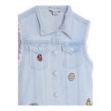 Stella Mccartney Giubbino Smanicato In Denim Tinta Unita con Stampa per Bambina TW2A12 AZZURRO STELLA McCARTNEY 