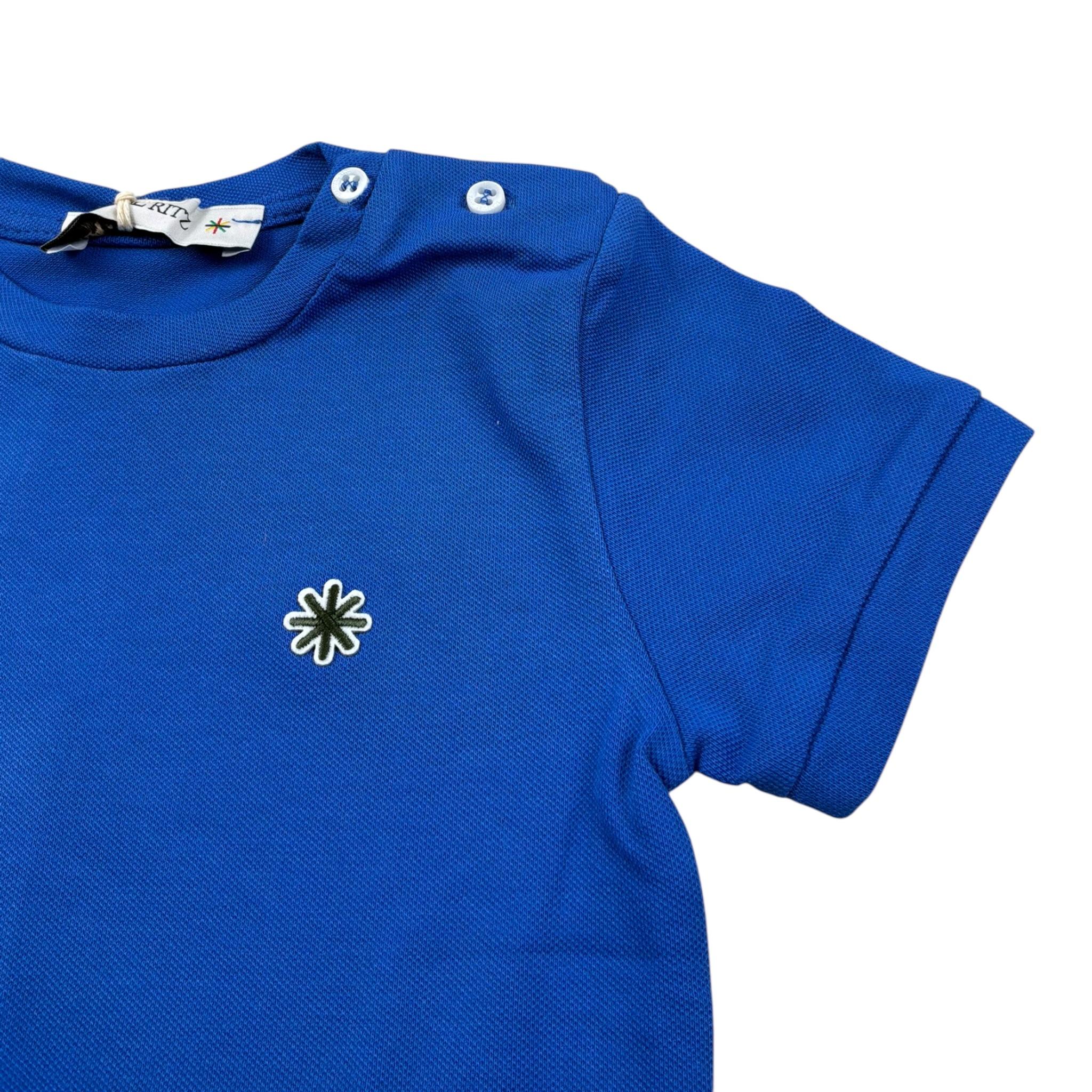 Manuel Ritz T-Shirt Girocollo Tinta Unita con Logo per Neonato MR2675 BLU MANUEL RITZ 