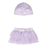 Monnalisa Set Gonna-Cuffia Tinta Unita per Neonata 39C051 LILLA MONNALISA 