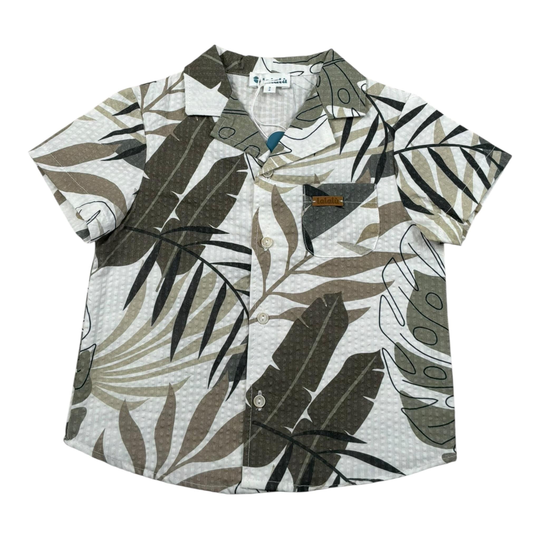 Lalalu' Camicia tinta unita Mezza Manica con Fantasia Bianco per Bambino CML350PBXJ BIANCO LALALU' 