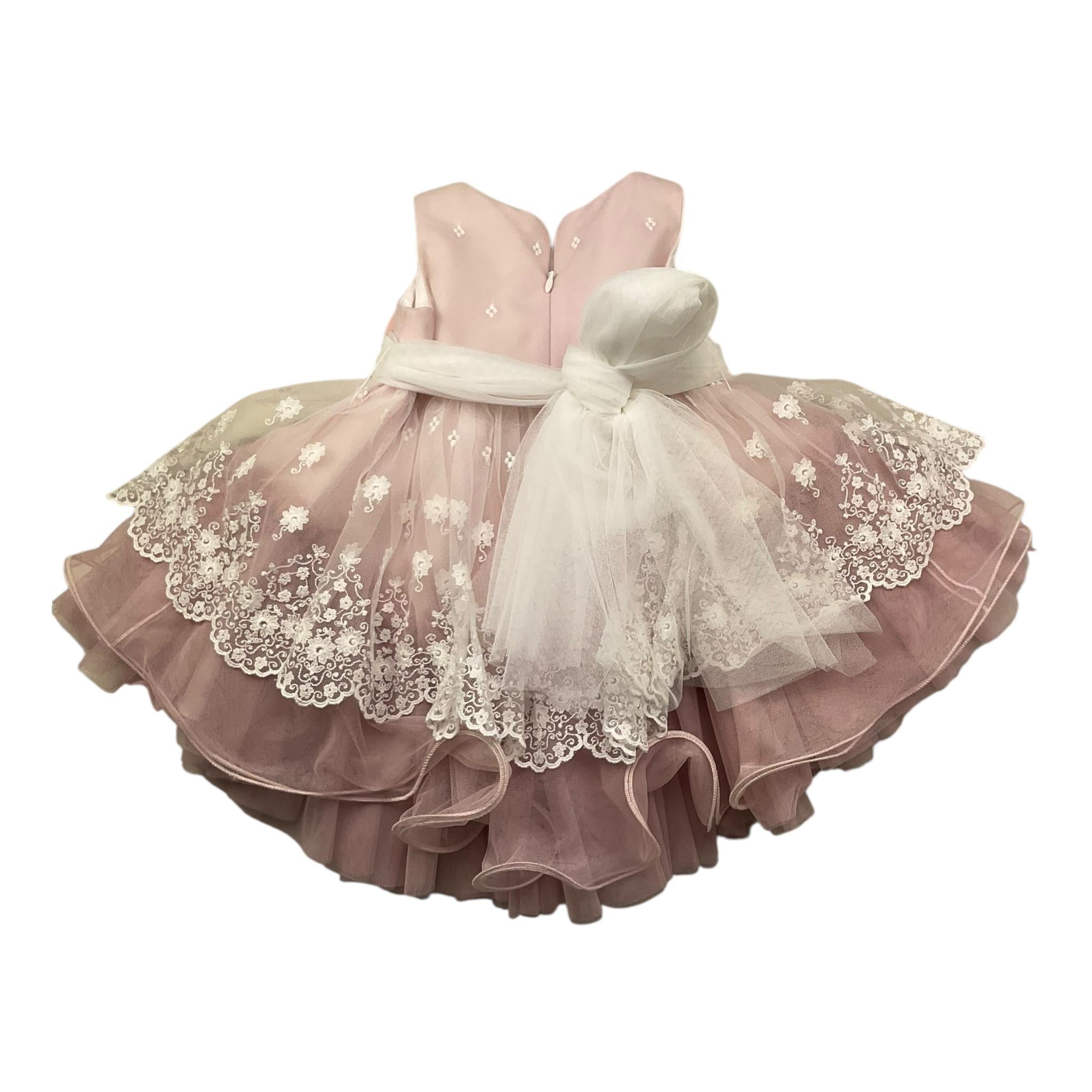 Mimilu' Abito Giromanica Cerimoniale Tinta Unita In Tulle per Neonata MU218264 ROSA MIMILU' 